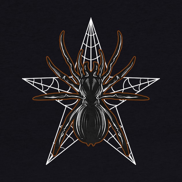 Pentagram Scary Spider Web Christmas Halloween Hallowxmas by SinBle